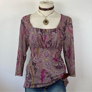 Paisley Print Women's Top - Purple and Pink